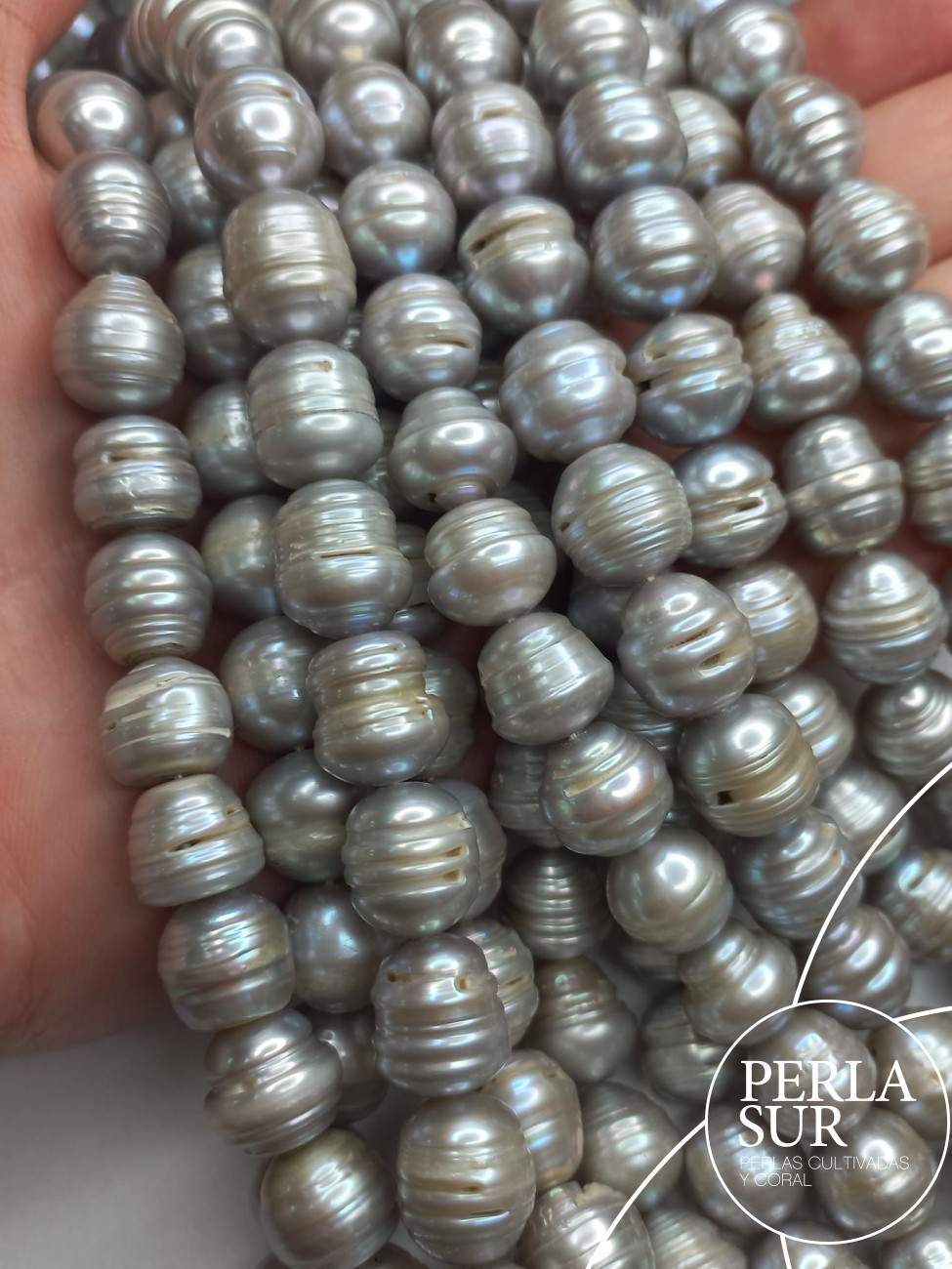 Hilo perla barroca 11-12mm gris