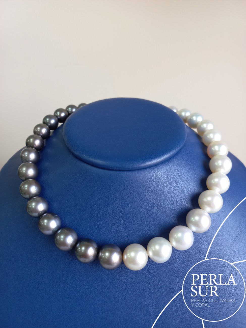 Collar perla A+T 12 a 14mm Bicolor 33p 41cm