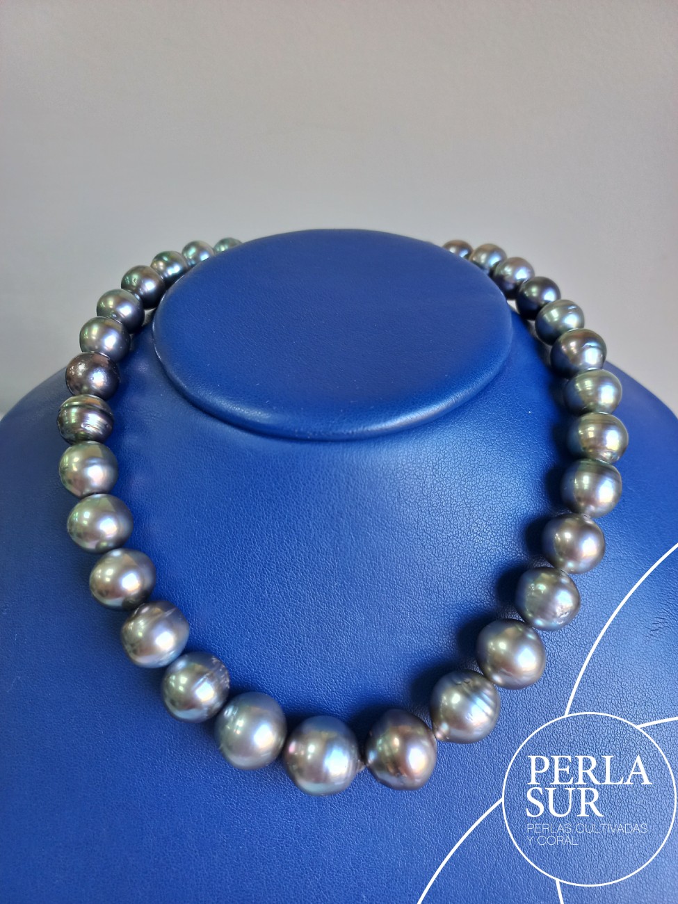 Collar Tahití 10x15mm Barroca Gris Verde