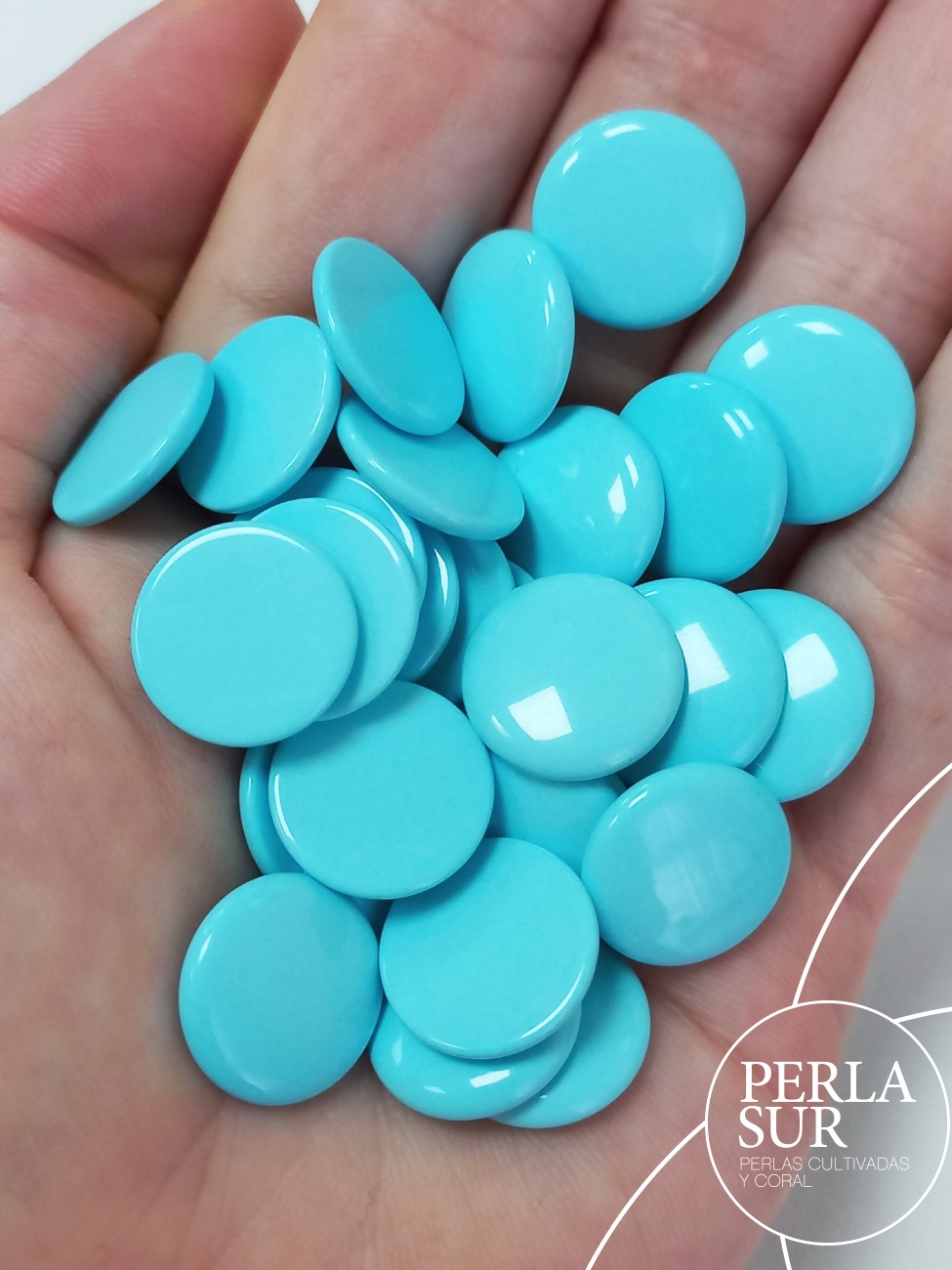 Discos 15mm turquesa reconstituída