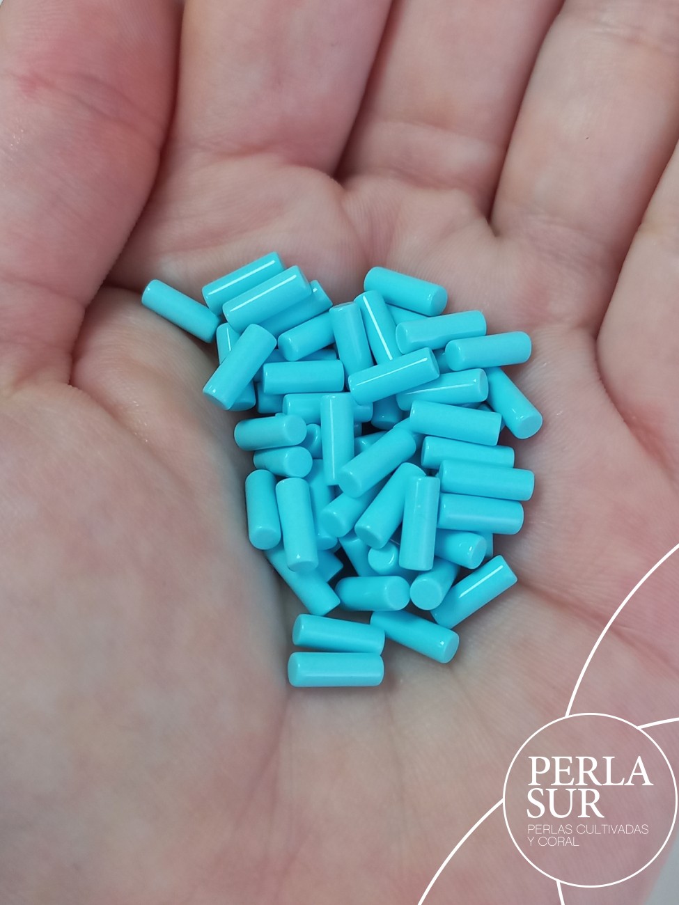 Tubo 3x8mm Entero Turquesa Reconstituída