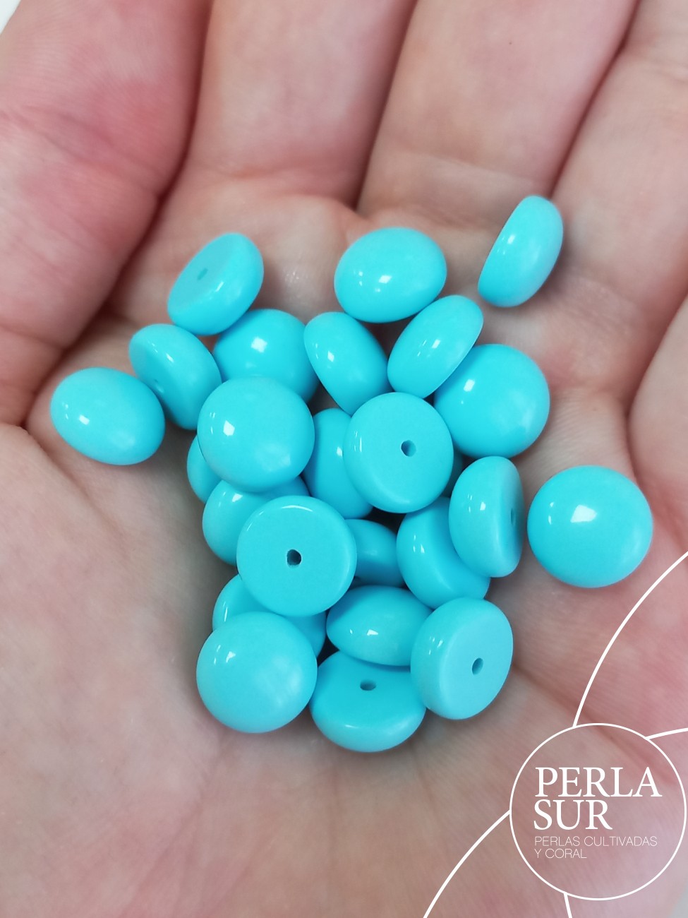 Botón 10mm 1/2T Turquesa Reconstituída