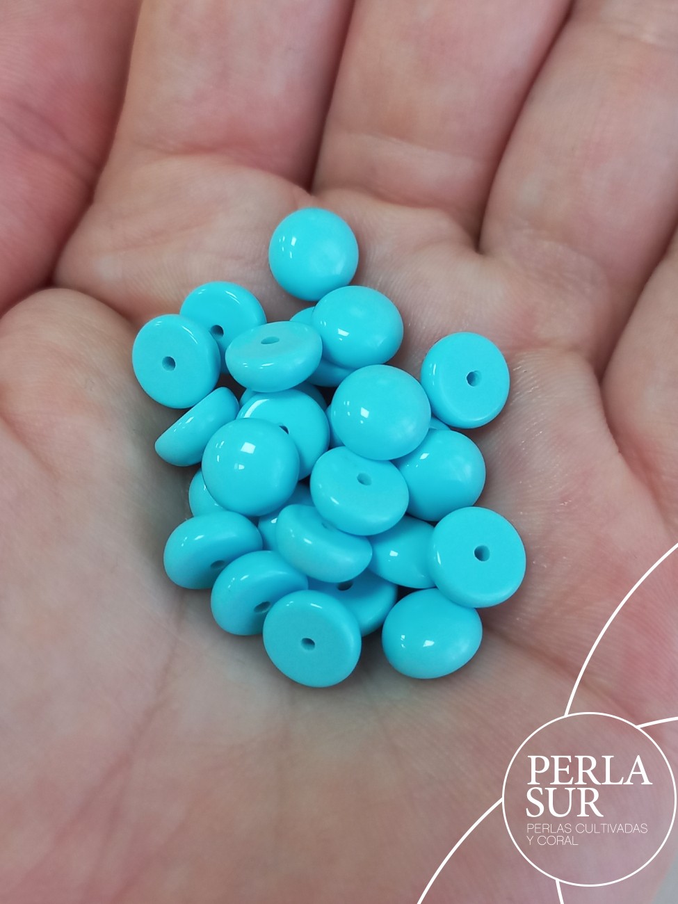 Botón 8mm 1/2T Turquesa Reconstituída