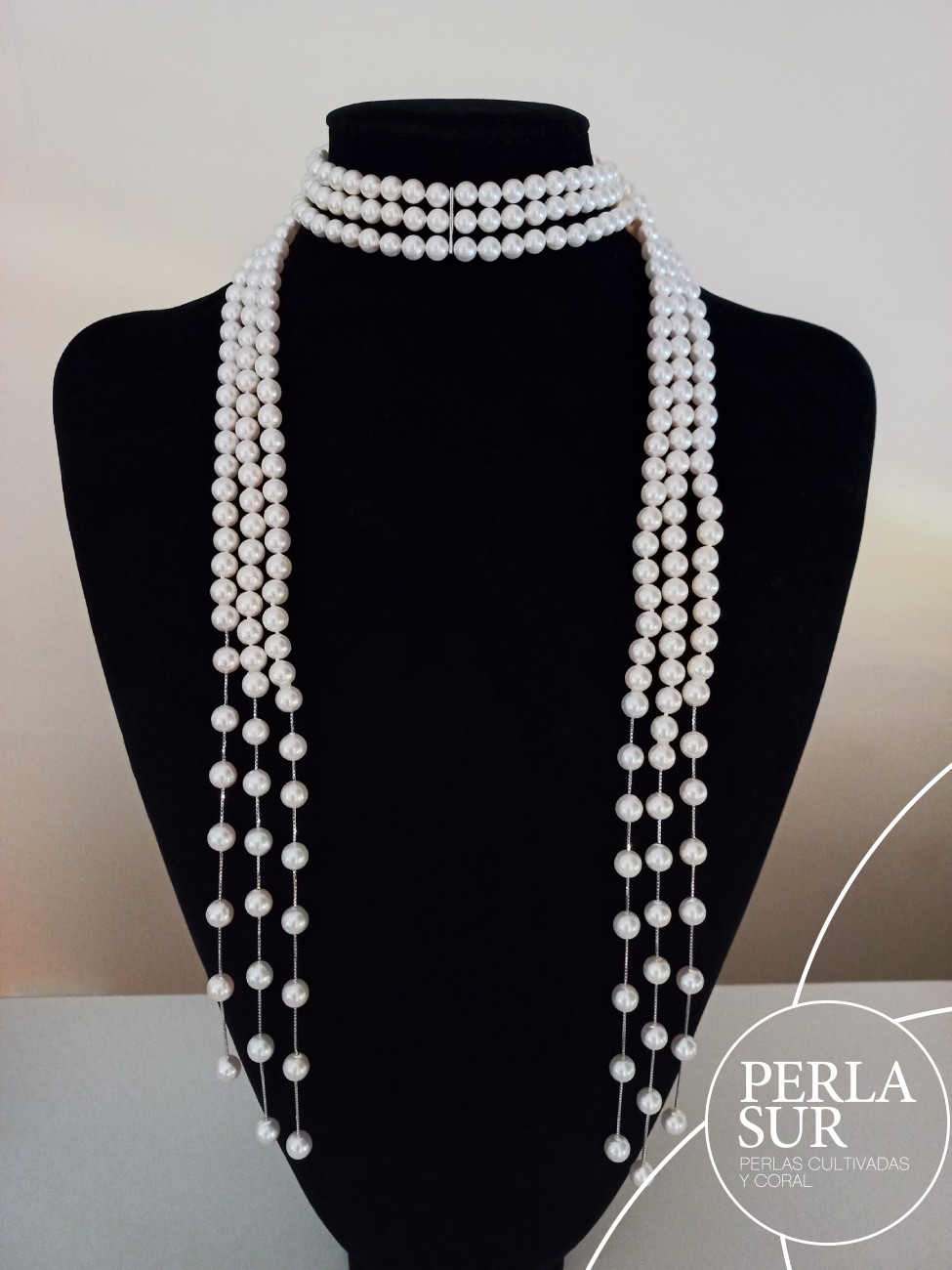 Collar Bakufu Perla Akoya 7mm y Oro Blanco 18k.