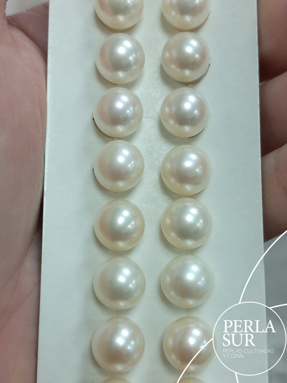 Pareja perla esférica 1/2t 10-10'5mm blanca A