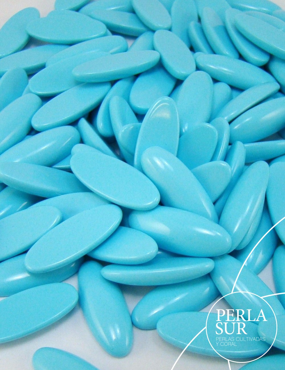 Cabuchón oval 7x18mm turquesa reconstituída