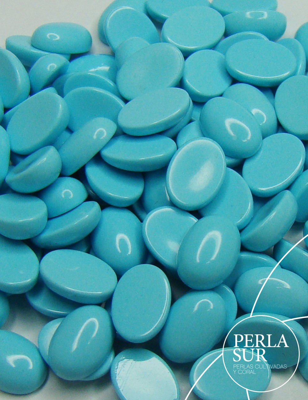 Cabuchón oval 5x7mm turquesa reconstituída