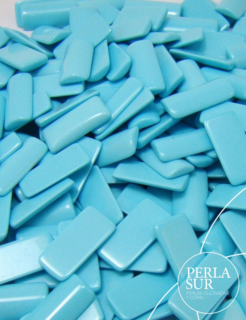 Cabuchón square 6x12mm turquesa reconstituída