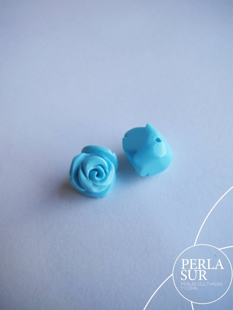 Pareja Rosas 9mm turquesa reconstituída