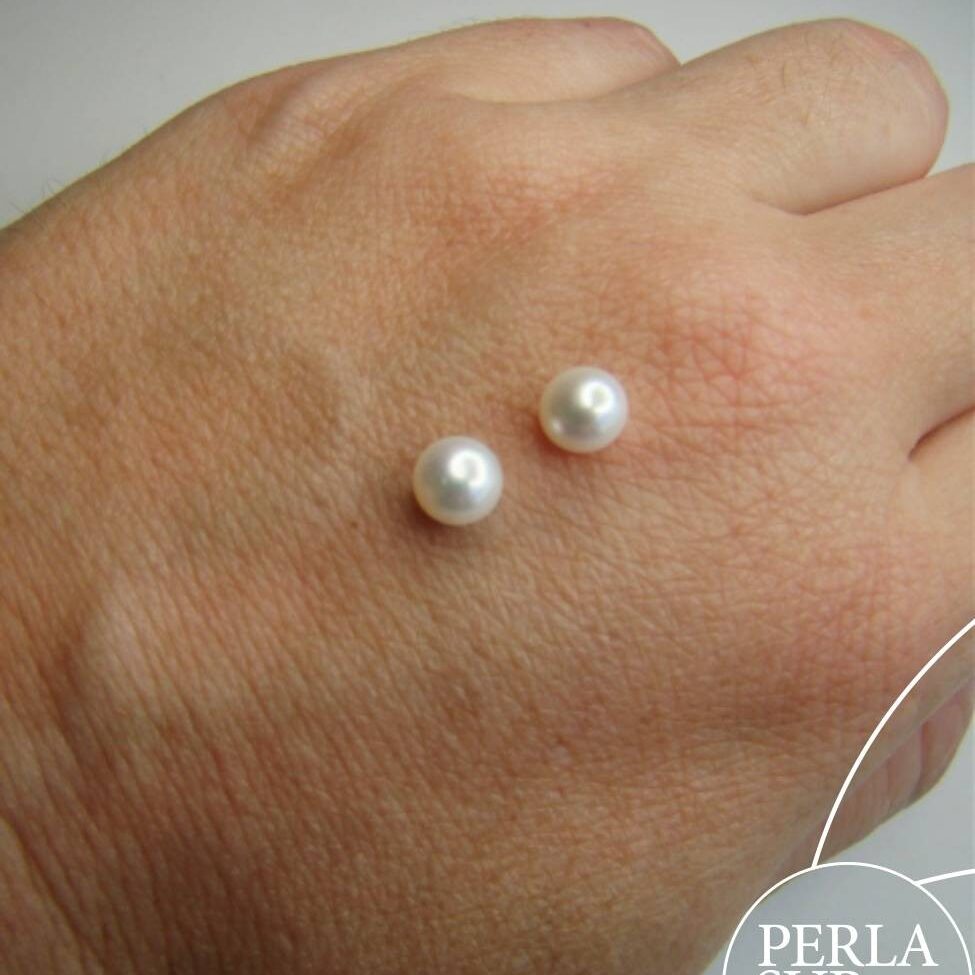 280524 - Pareja perla 4-4'5mm Botón 1/2t blanca +