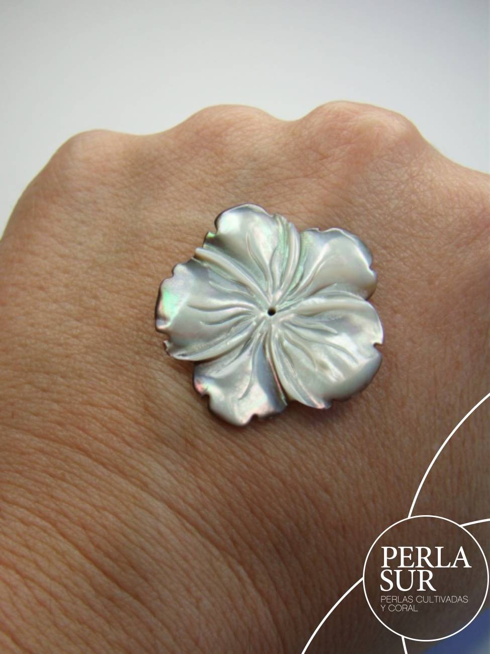 Flor 30mm Nácar Gris Madreperla