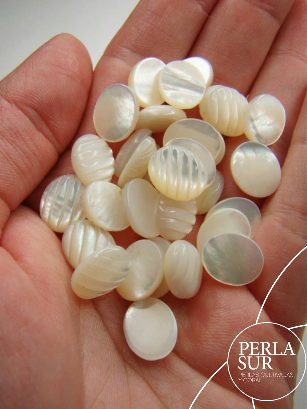Cabujón 10x12mm Oval Nácar Gallón Diagonal