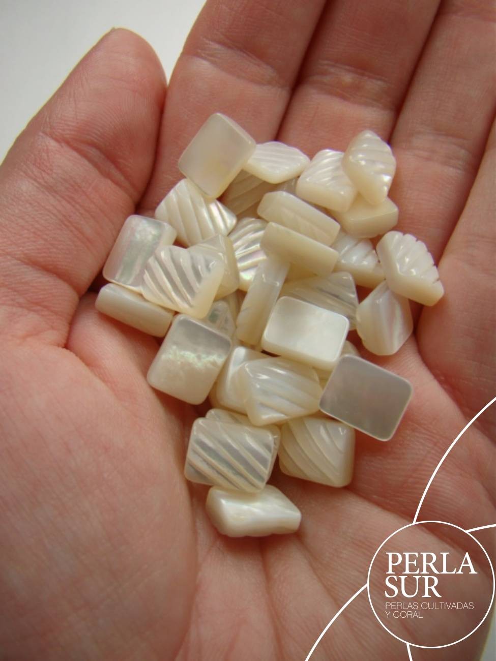 Cabujón 8x10mm Nácar Rectang. Gallón Diagonal