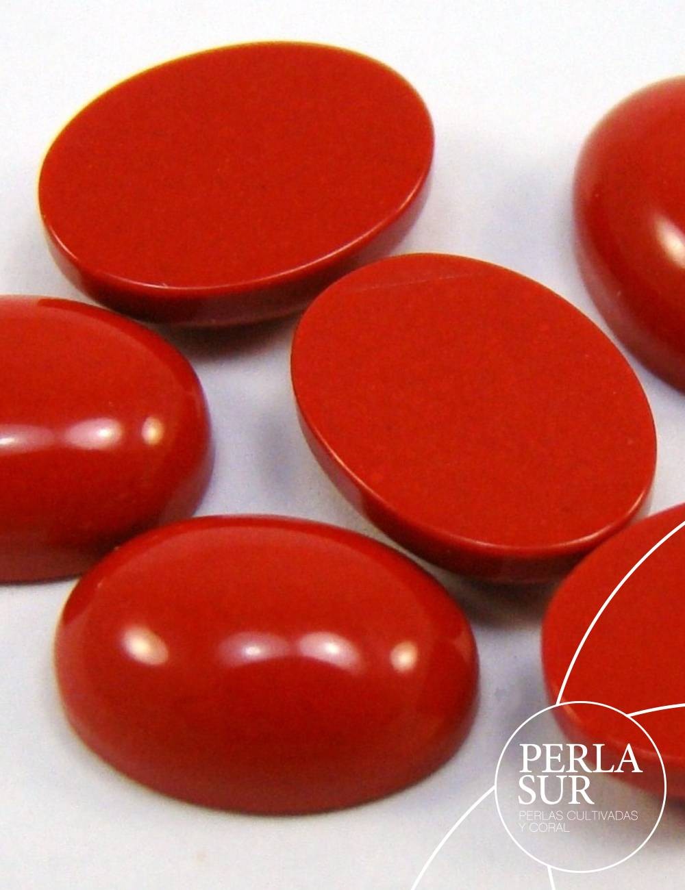 Cabujón 6x8mm oval coral sintético (rojo)