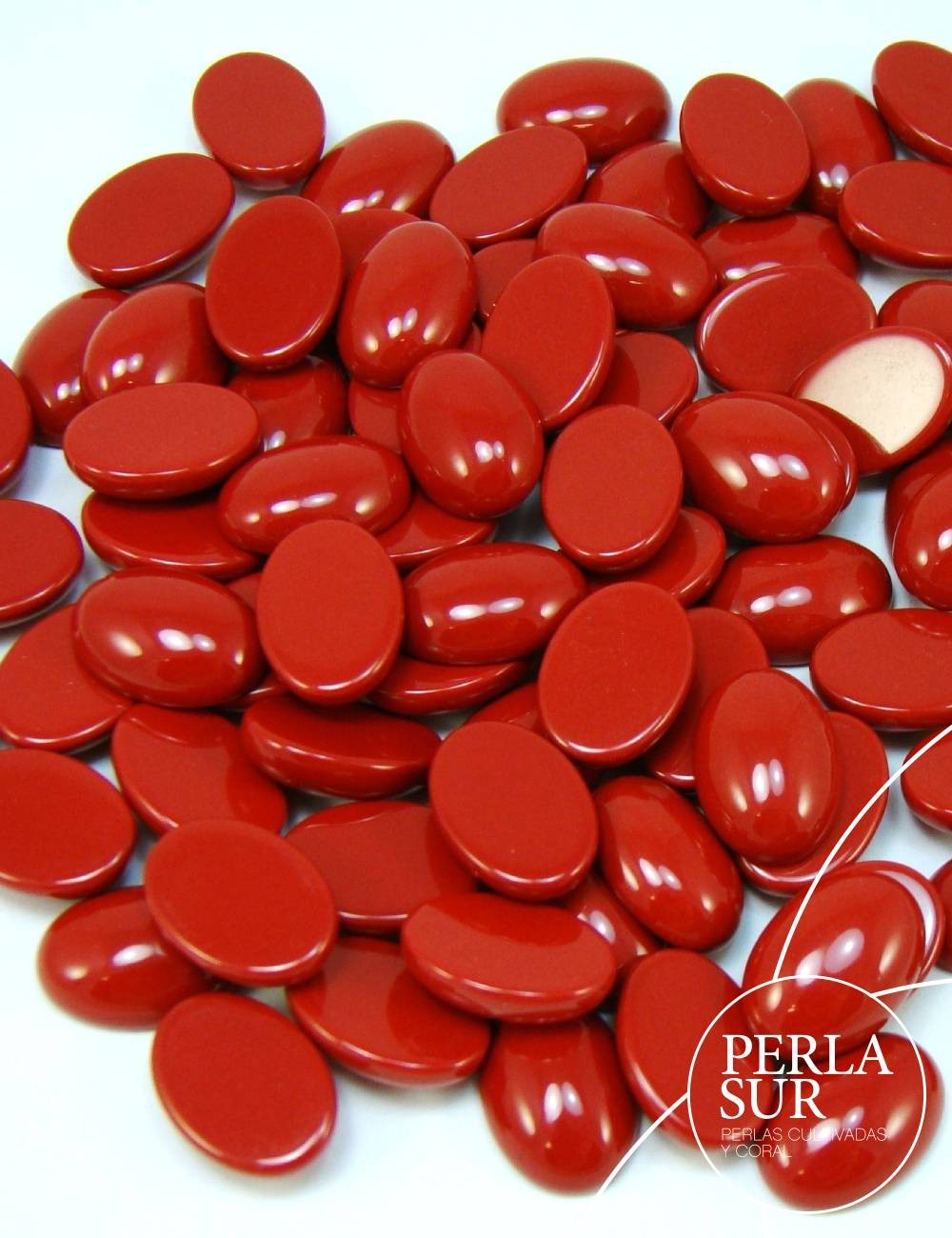 Cabujón 10x14mm oval coral sintético (rojo)