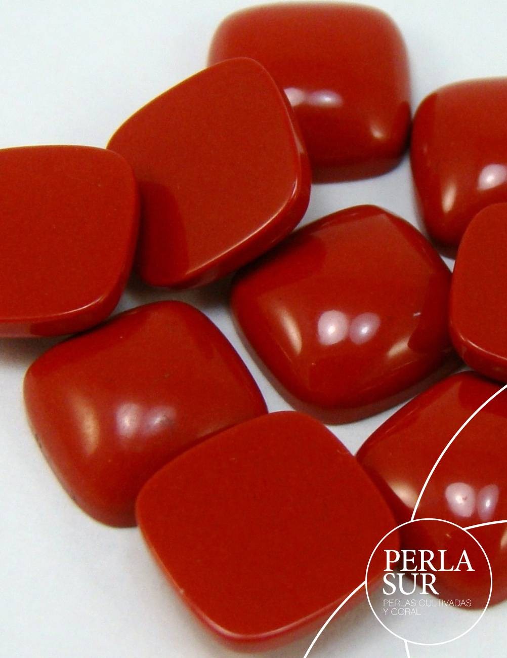 Cabujón 6mm antik coral sintético (rojo)