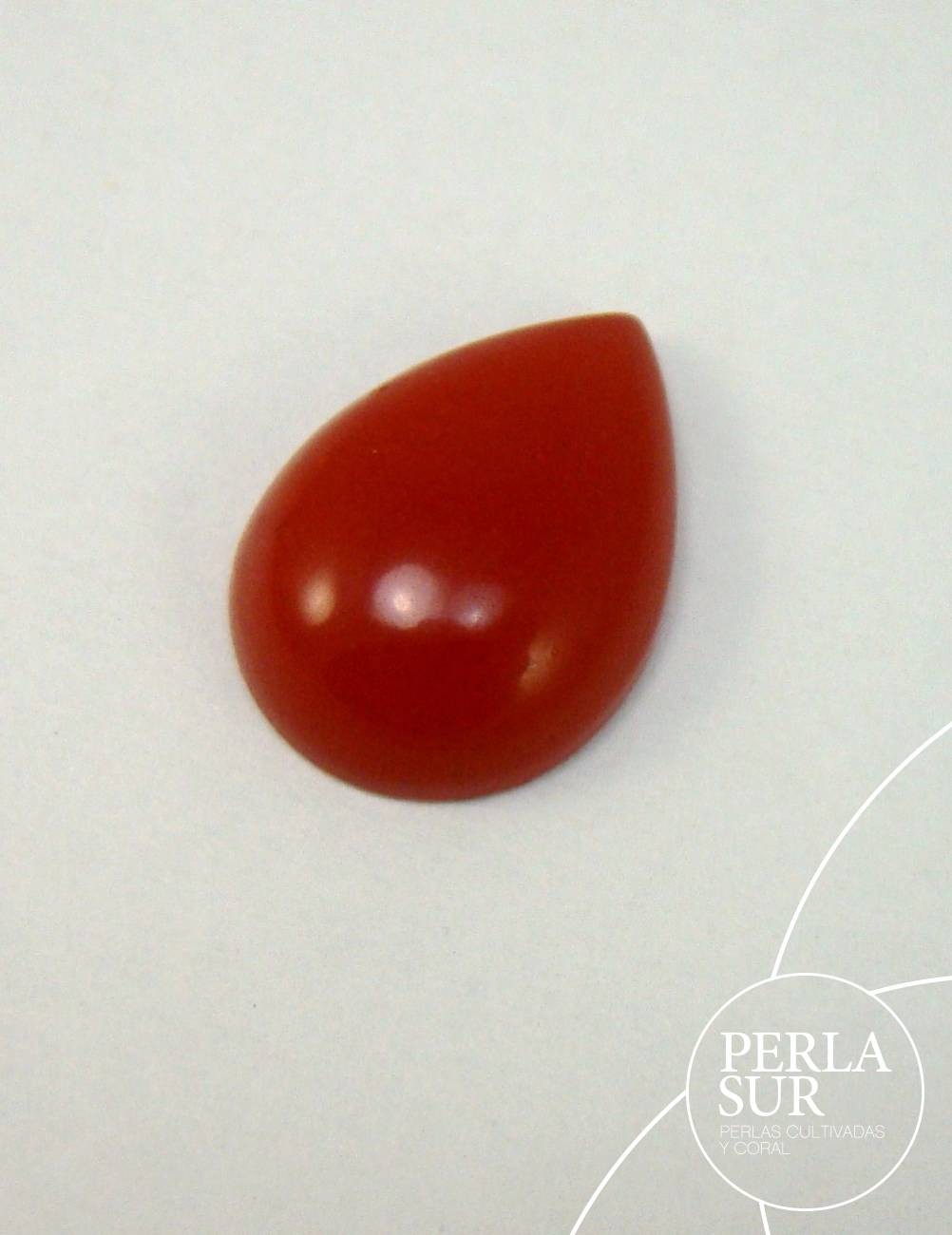 Cabujón 10x14mm lágrima coral sintético (rojo)
