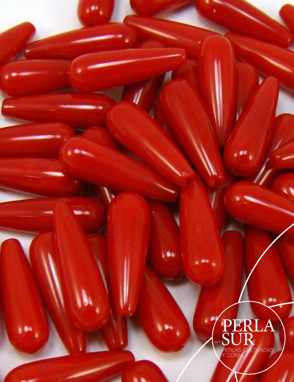Perilla 4'5x14mm pasada coral sintético (rojo)