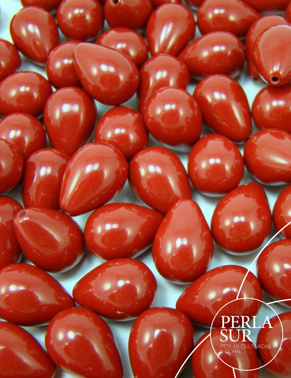Perilla 10x14mm 1/2t coral sintético (rojo)