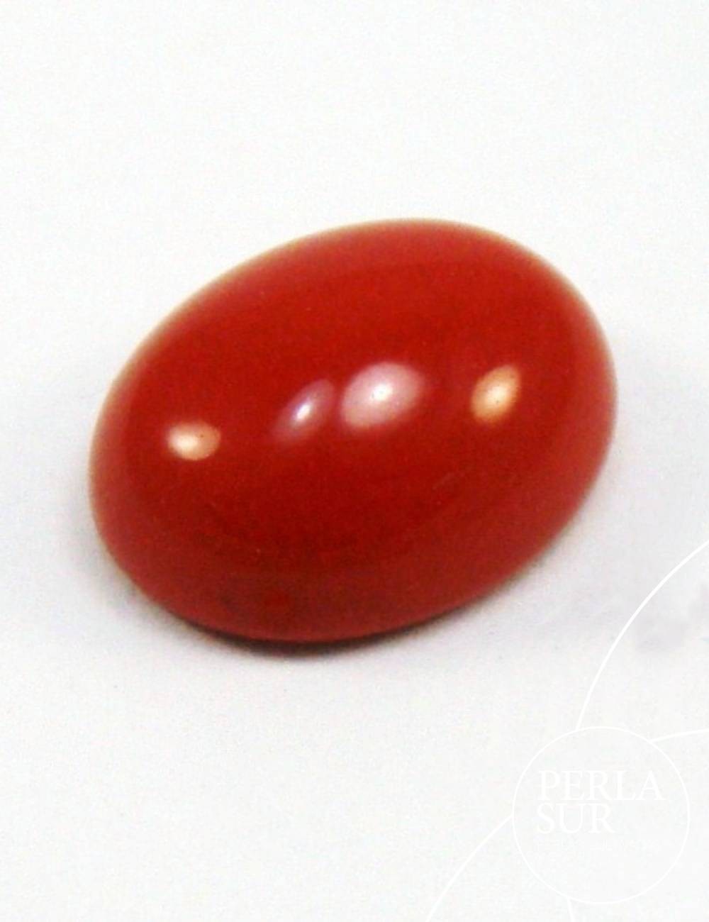 Cabujón 8x10mm oval coral sintético (rojo)