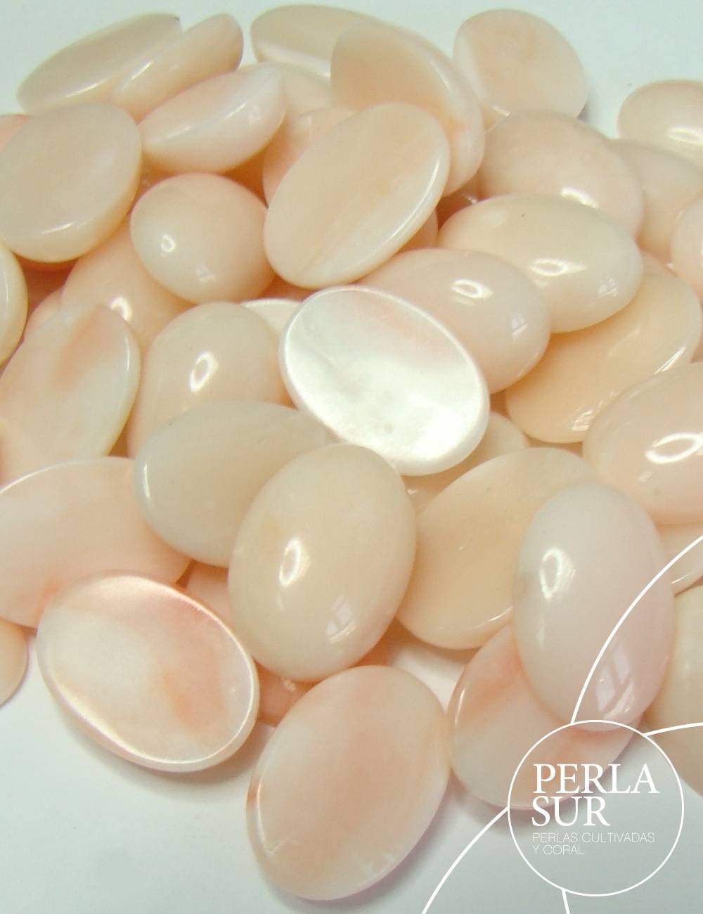 Cabujón 10X14mm Oval Coral Rosa