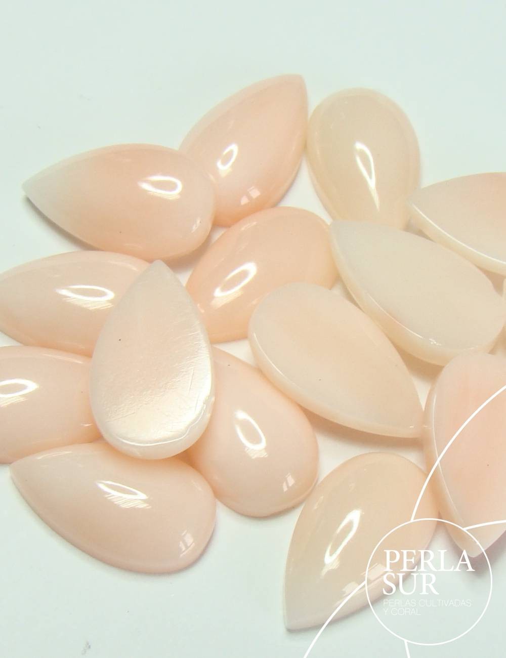 Cabujón 7x12mm D Lágrima Coral Rosa