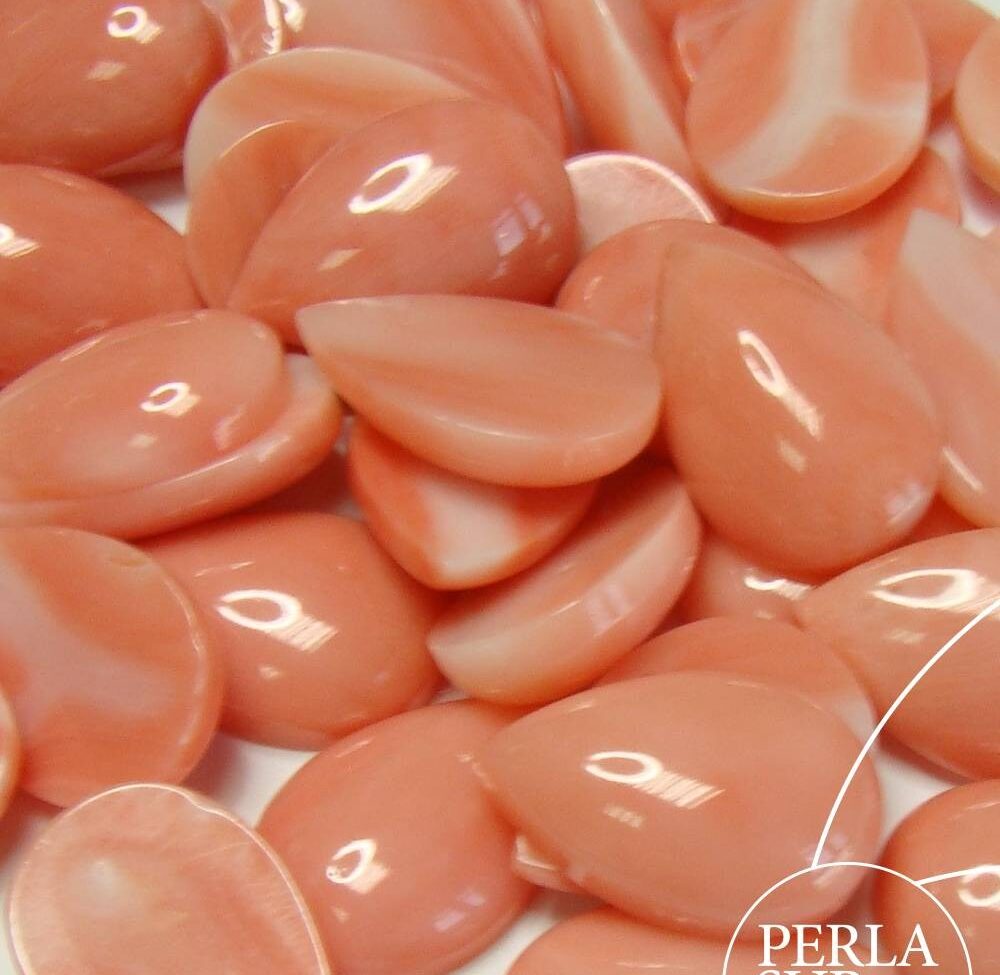 Cabujón 10x15mm A Lágrima Coral Rosa