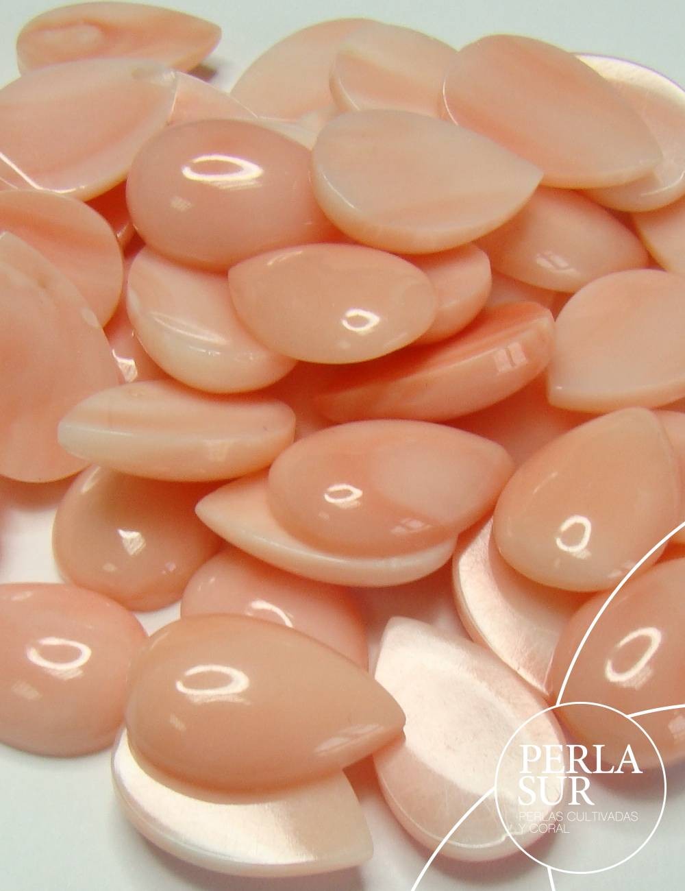 Cabujón 10x15mm B Lágrima Coral Rosa