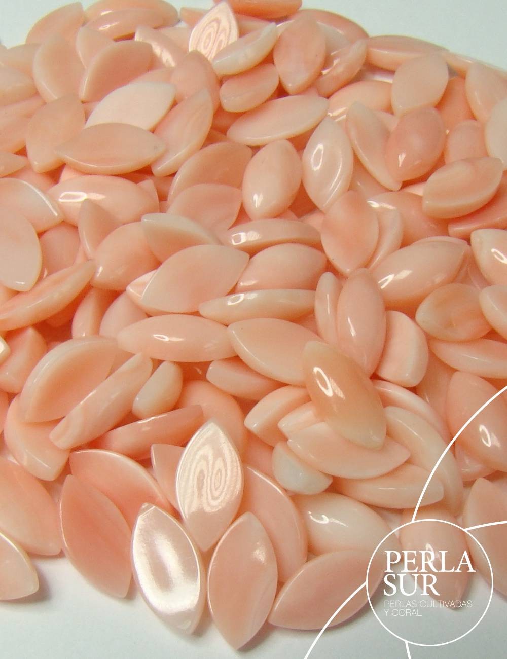 Cabujón 5x10mm Marquise Coral Rosa