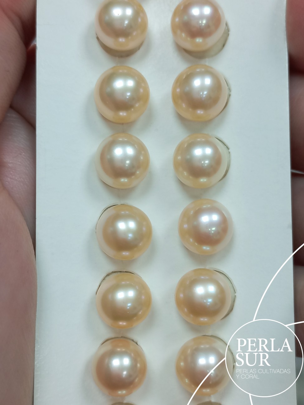Pareja perla 1/2t 9-9'5mm Salmón (CN)
