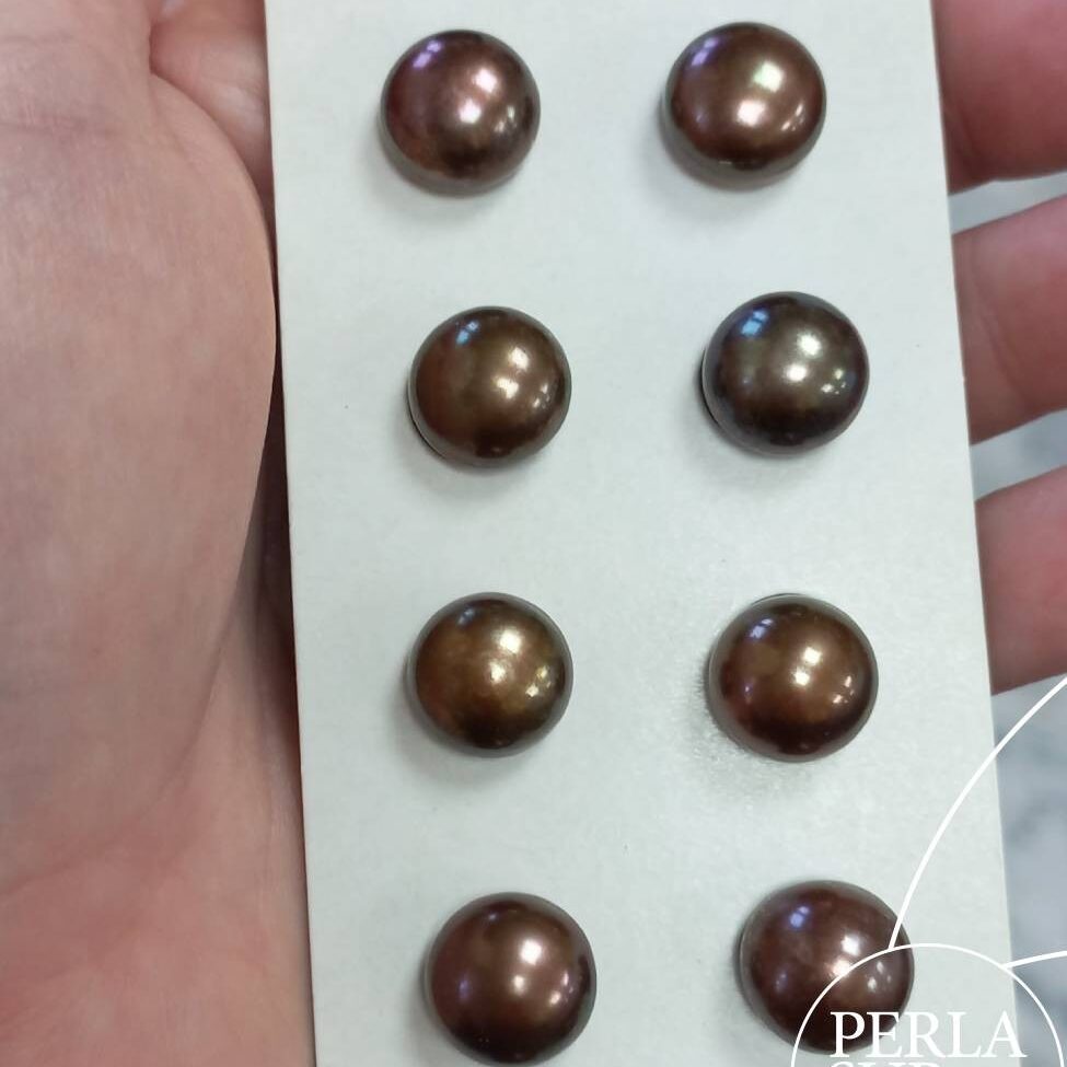 Pareja perla 12mm Botón 1/2t Chocolate