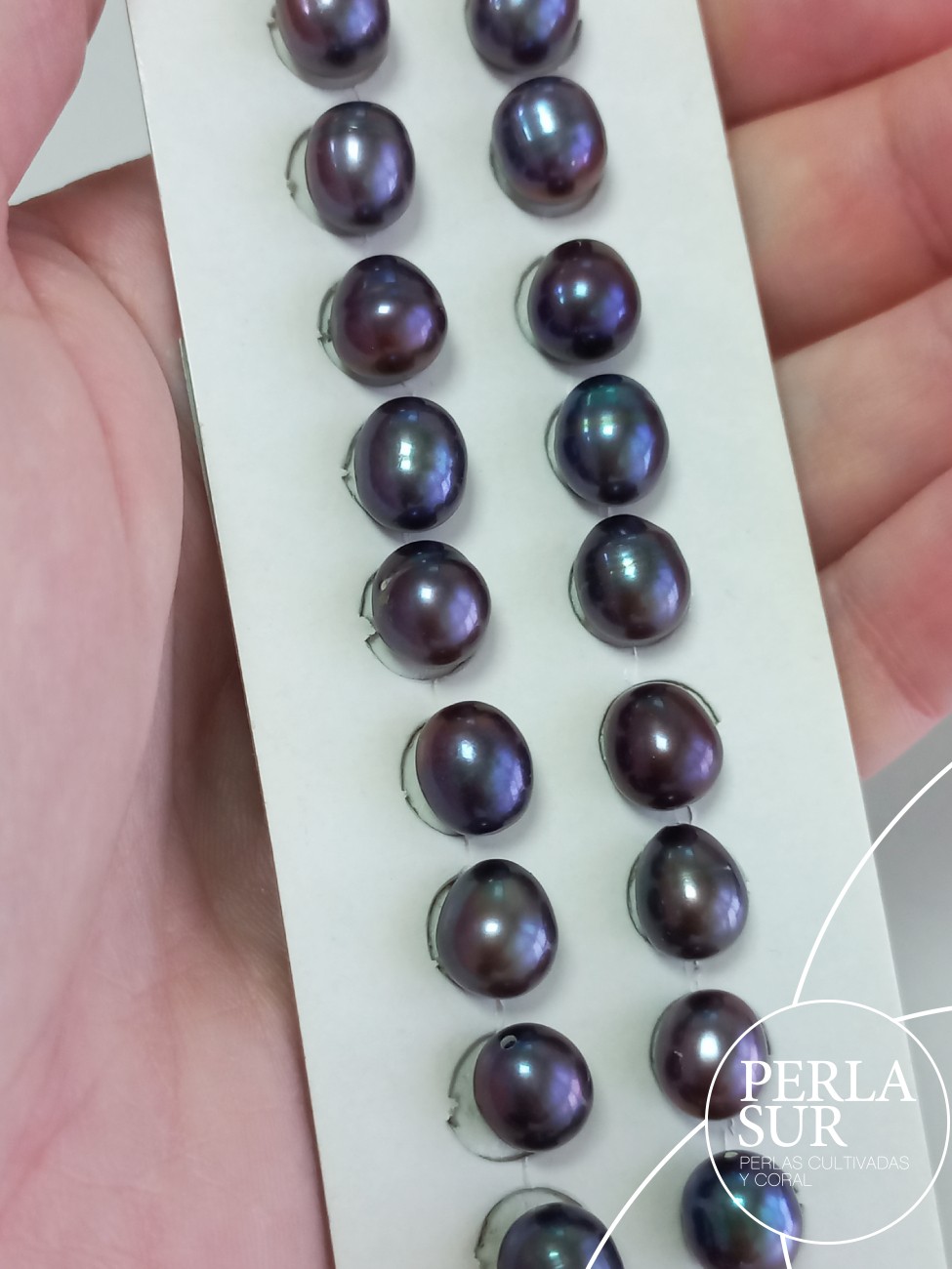 Pareja Perla 8-8'5mm Azul 1/2t Oval Peacock
