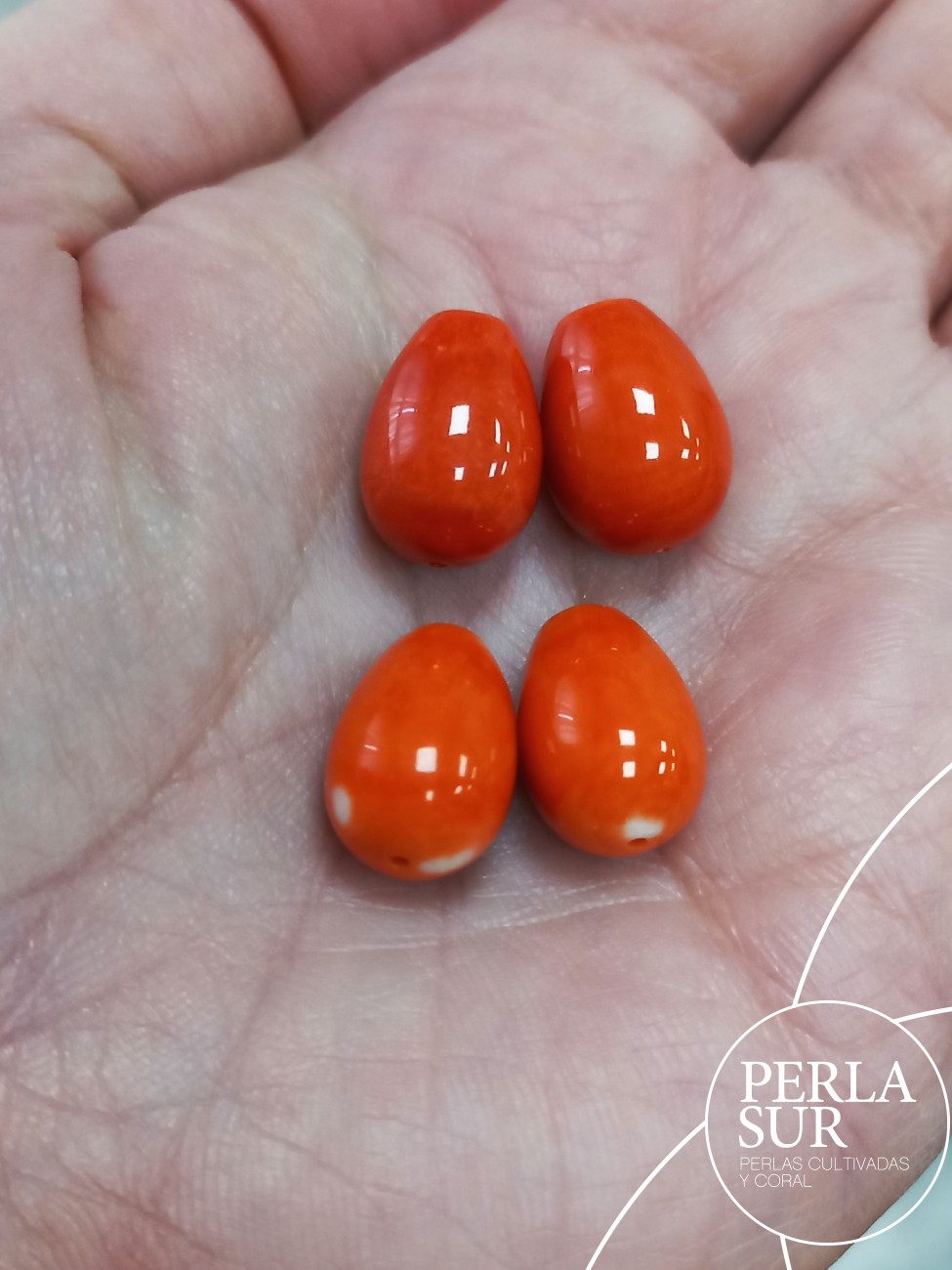 Par Perillas 10x14mm PASADAS Coral Japonés
