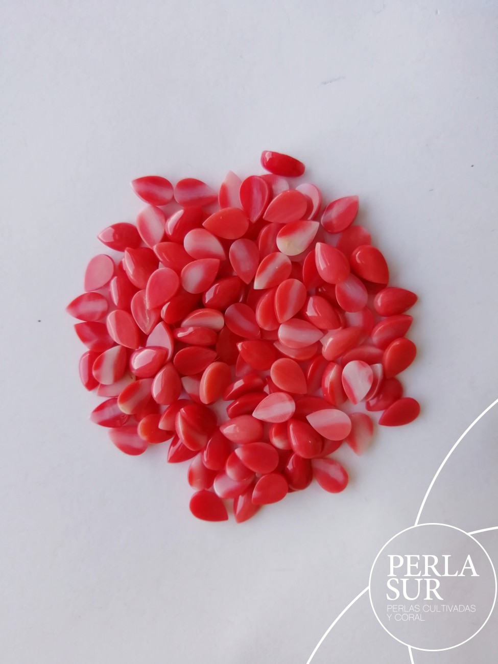 Cabuchón 4x6mm Lágrima Coral Japonés