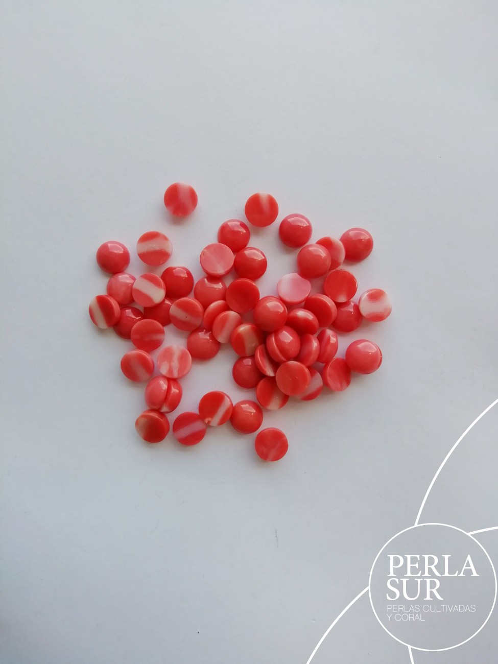 Cabujón 6mm Redondo Coral Japonés