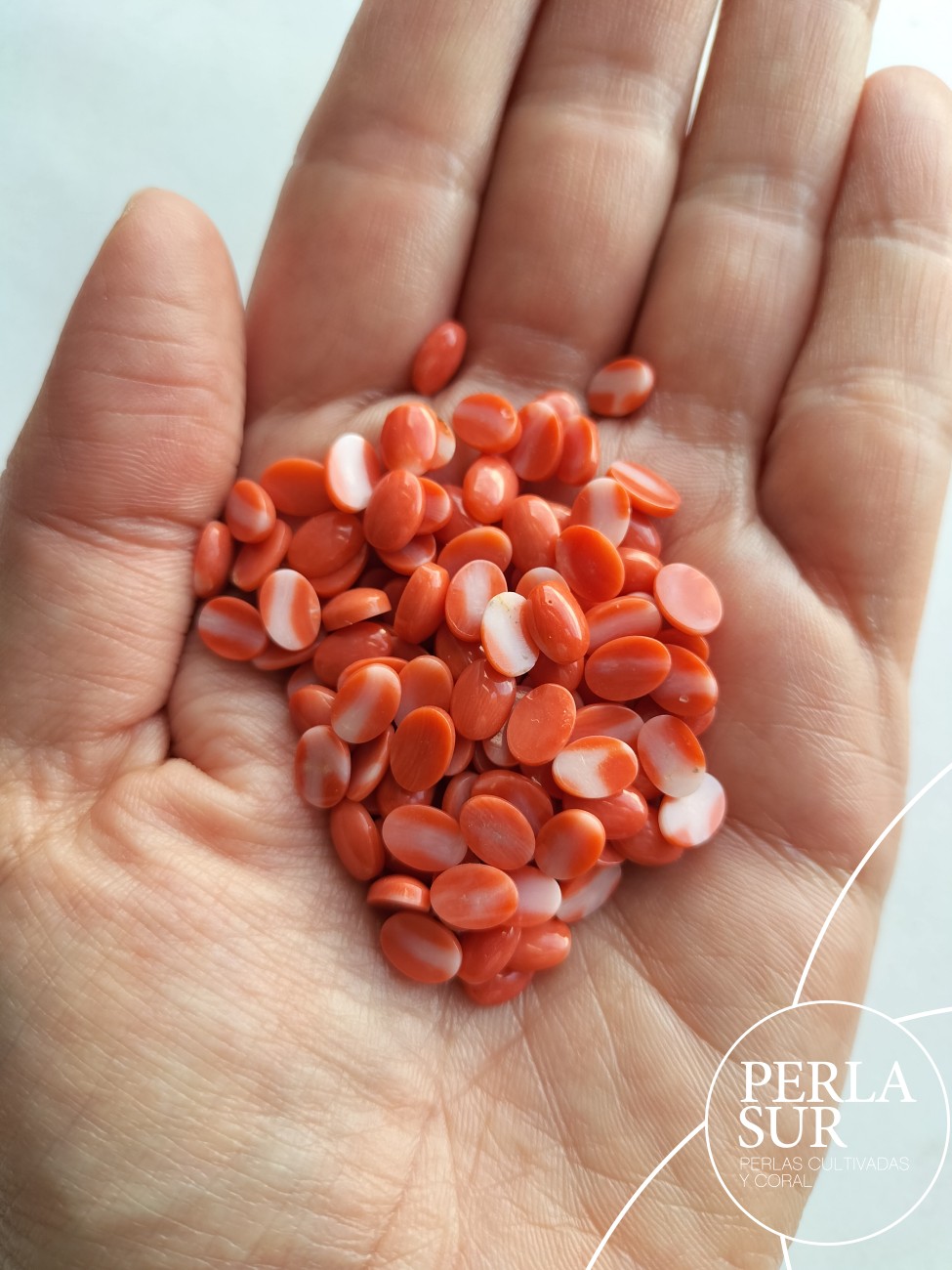 Cabujón 5x7mm Oval Coral Japonés