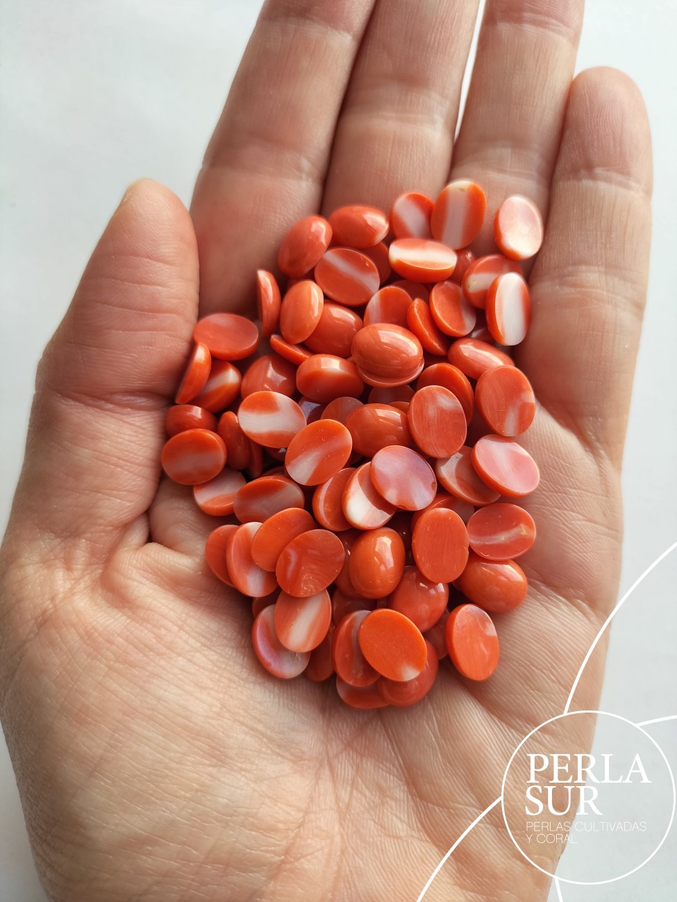 Cabujón 7x9mm Oval Coral Japonés