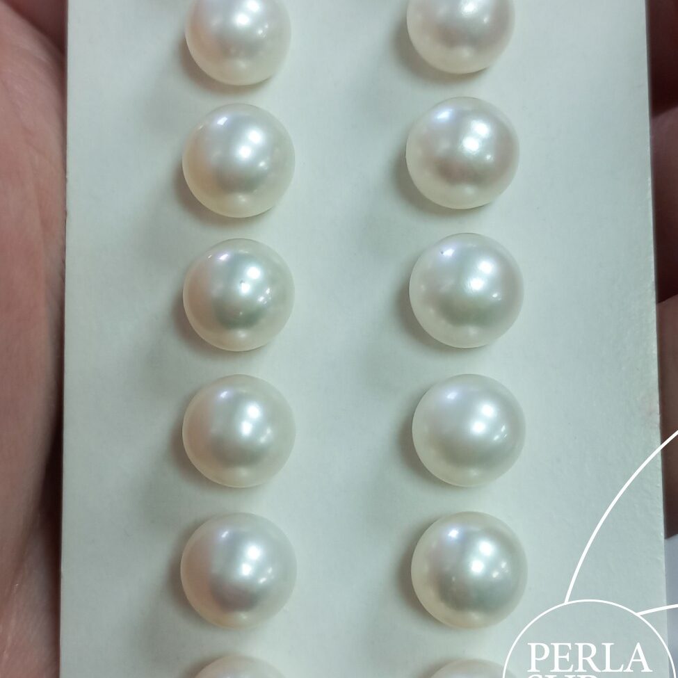 Pareja perla esférica 1/2t 7'5-8mm B Blanca