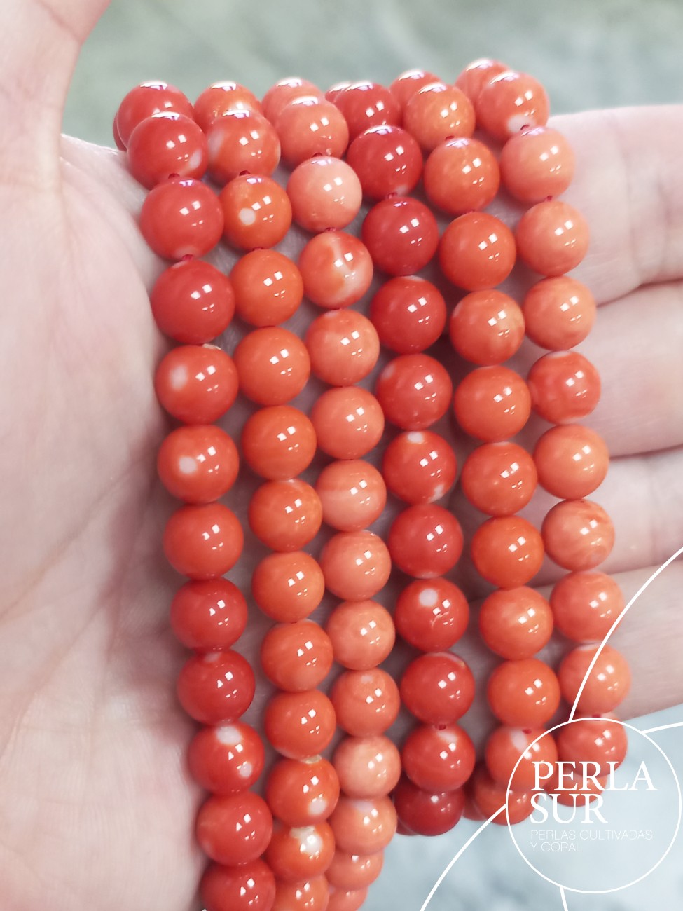 Hilo Bola 7-7´5mm Coral Japonés