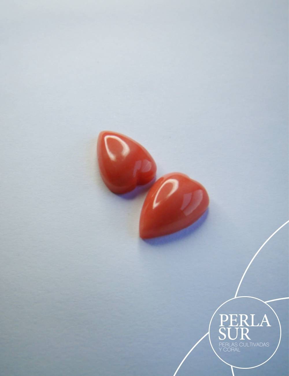 Pareja 9x13mm Cab. Corazón Coral Japonés