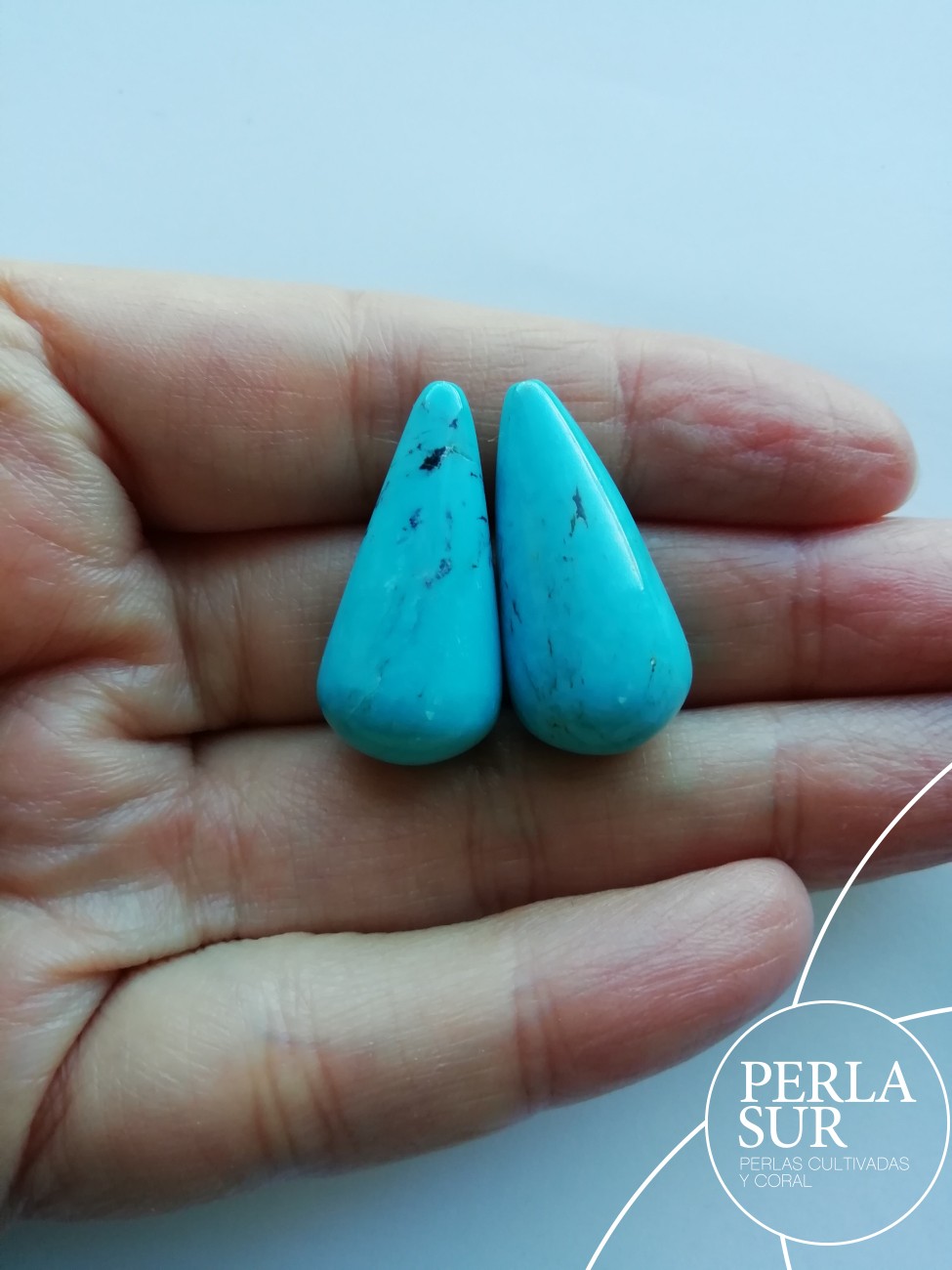 Par Perillas 26x13mm 1/2t Turquesa Natural