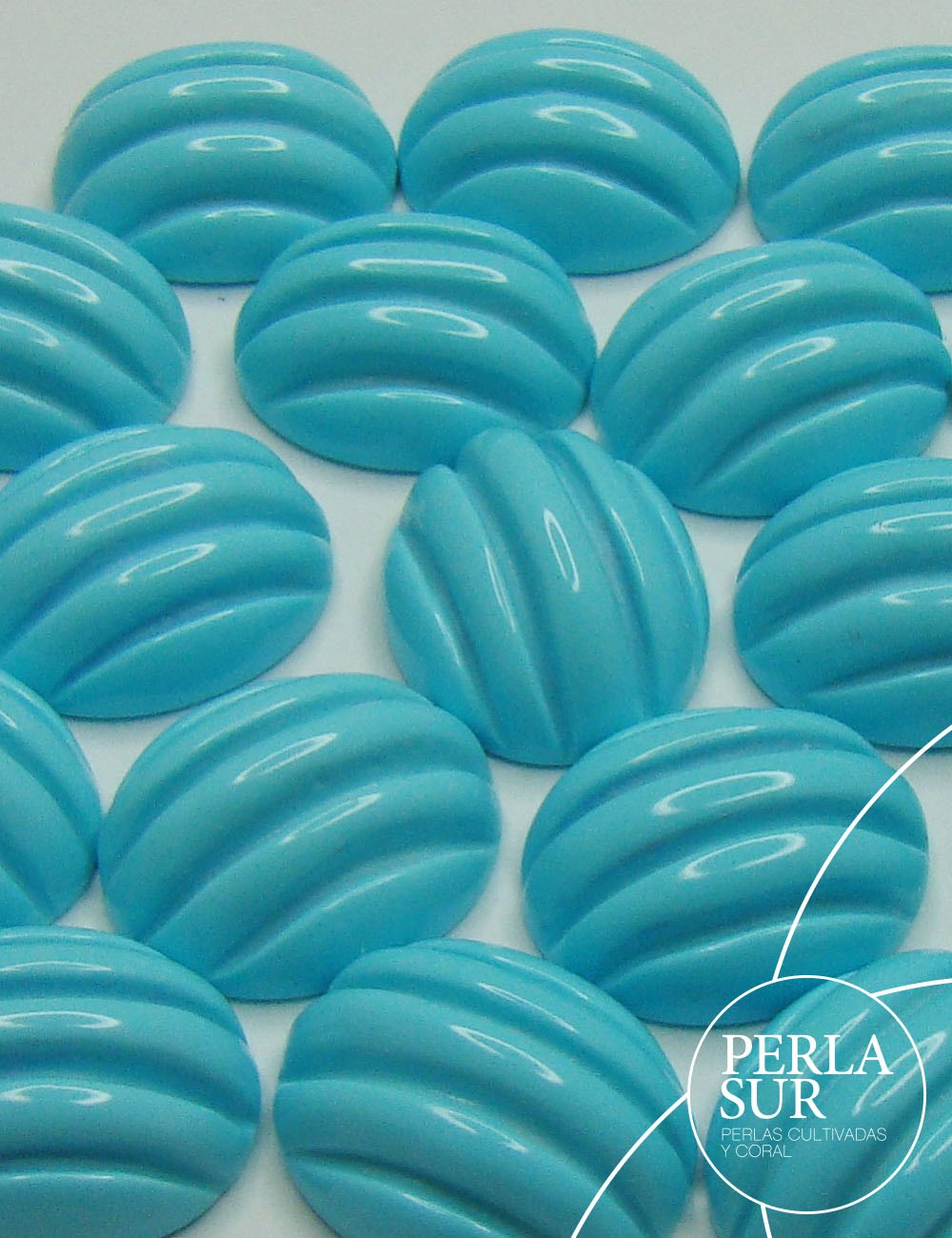 Cabuchón oval 10x12mm galloneado turquesa reconstituída