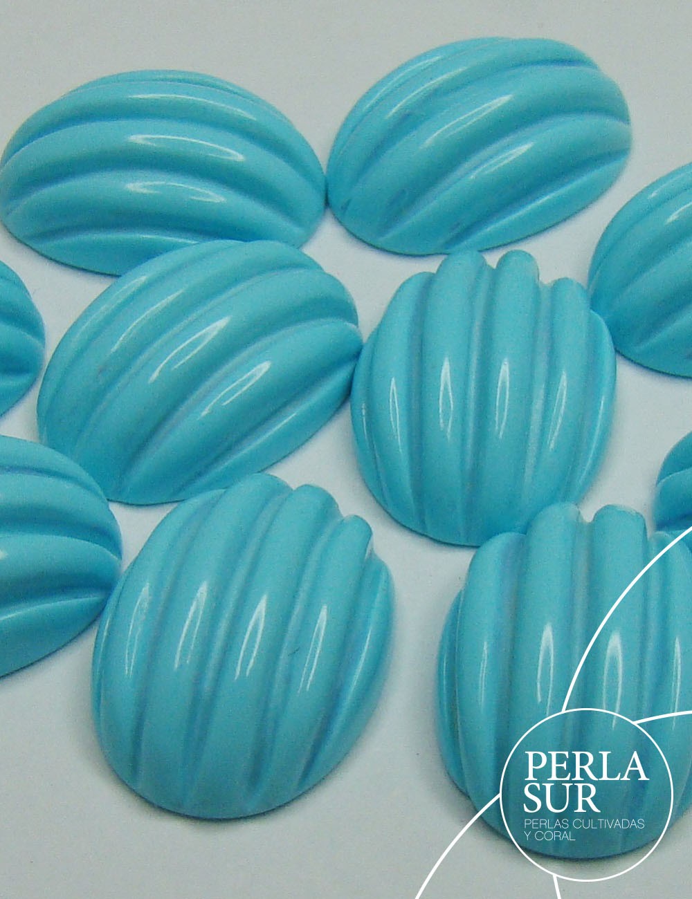 Cabuchón oval 10x14mm galloneado turquesa reconstituída