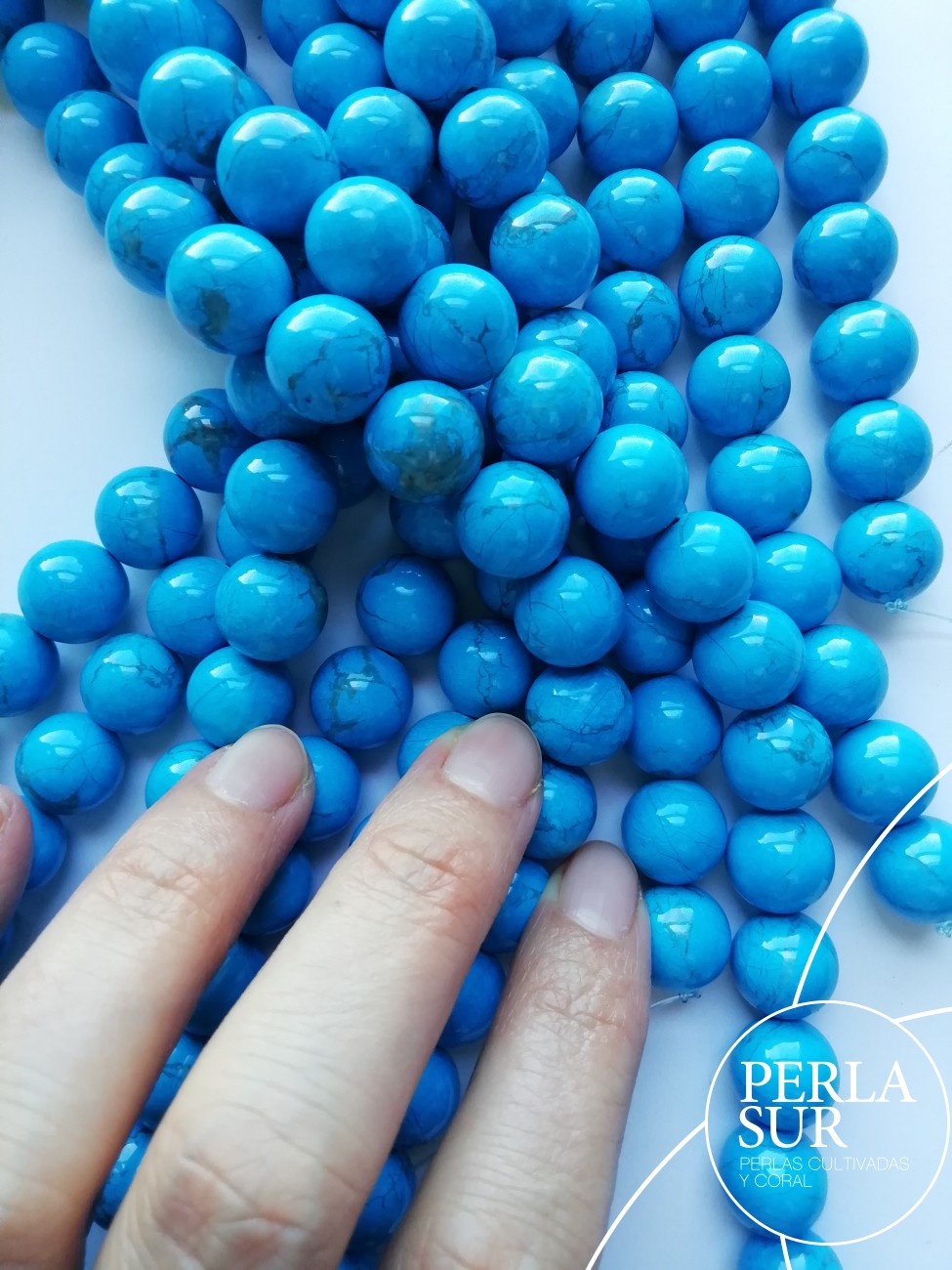 Hilo Bola 12mm Howlita Turquesa