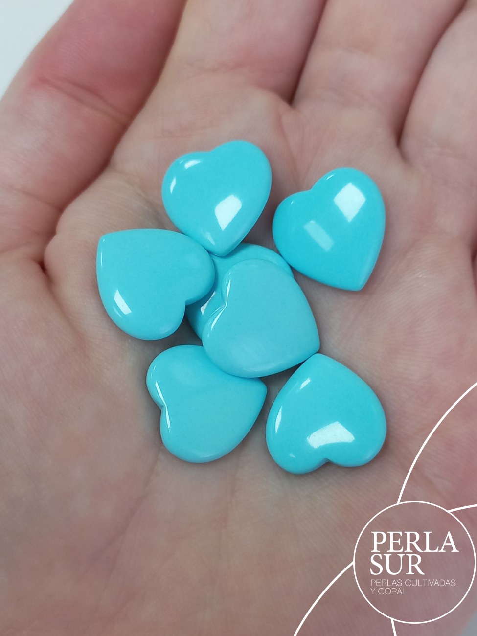Corazones 15mm turquesa reconstituída