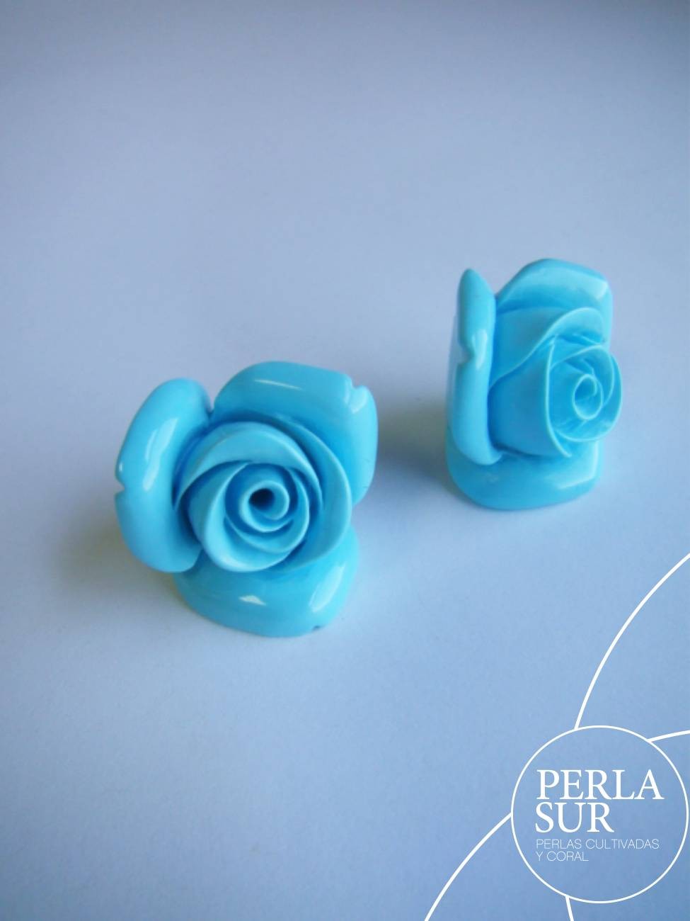 Pareja Rosas 26mm Turquesa Rec.