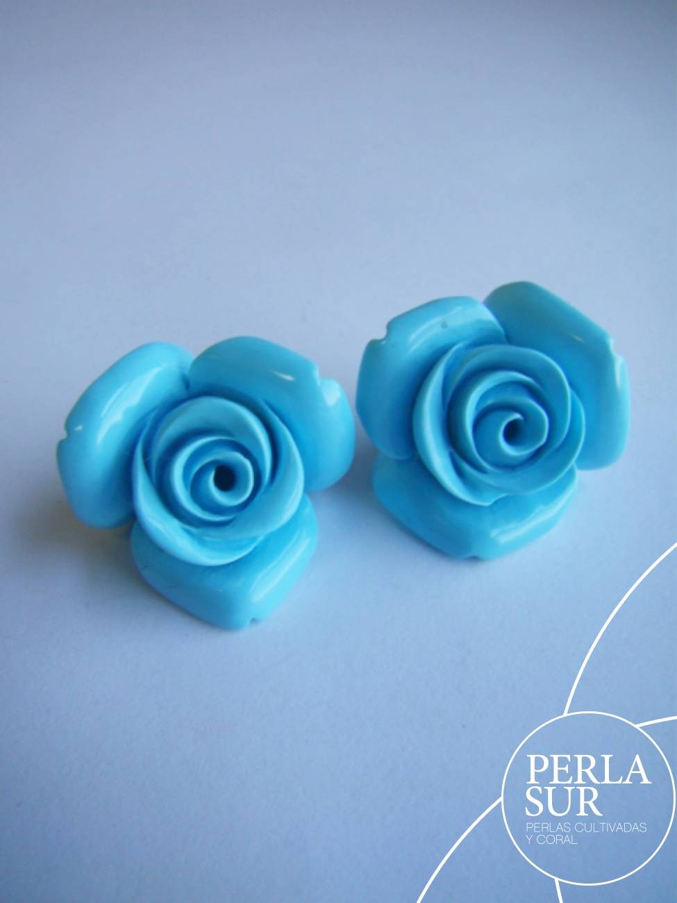 Pareja Rosas 27mm Turquesa Rec.