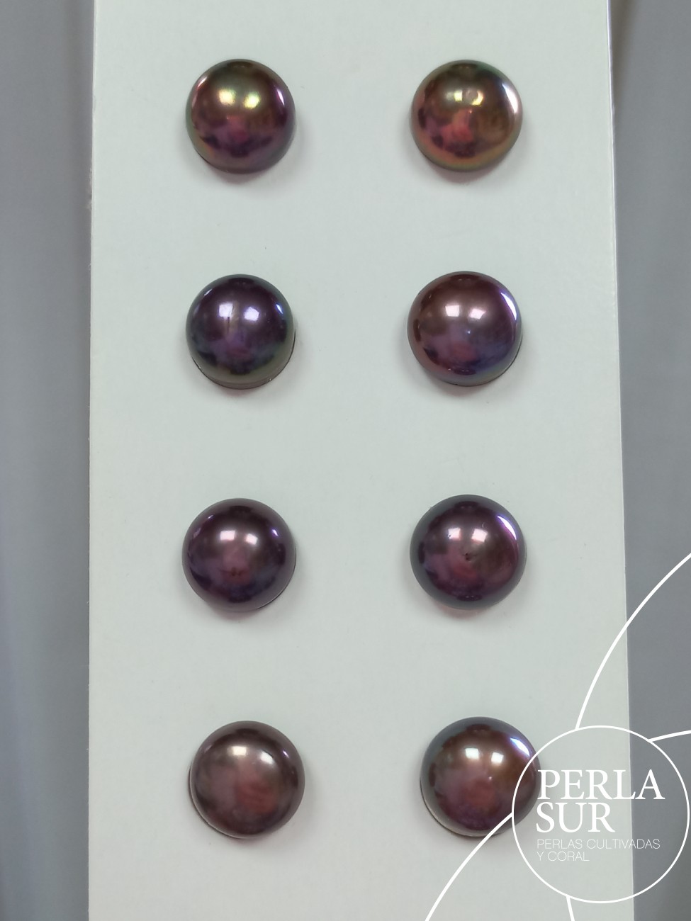 Pareja perla Botón Burdeos 10-10'5mm 1/2t Peacock
