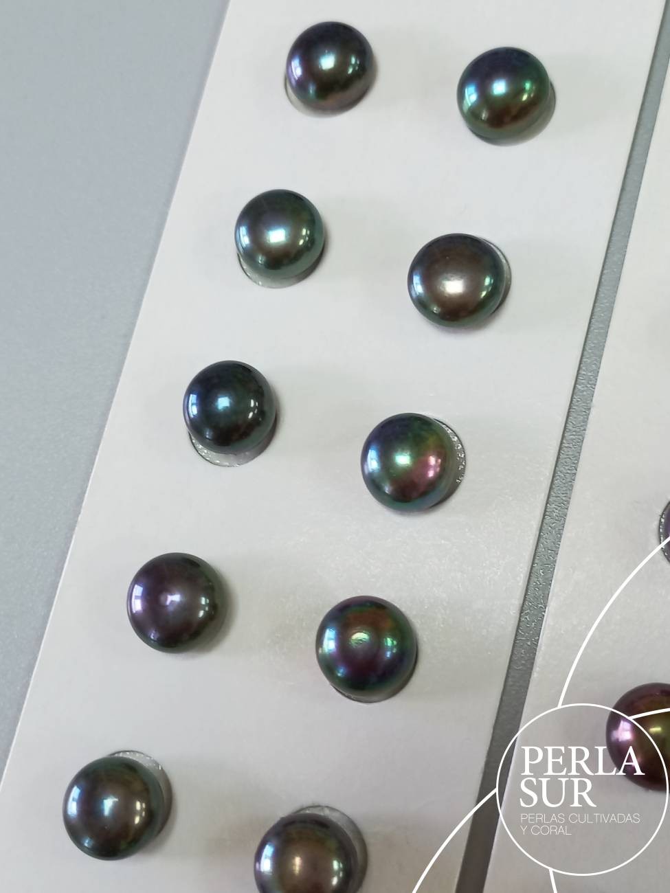 Pareja perla Botón Verde 10-10'5mm 1/2t Peacock