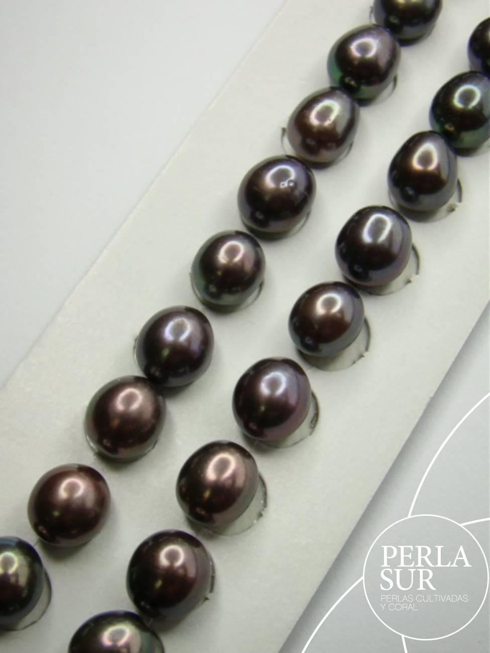 Pareja Perla 8-8'5mm Berenjena 1/2t Oval Peacock